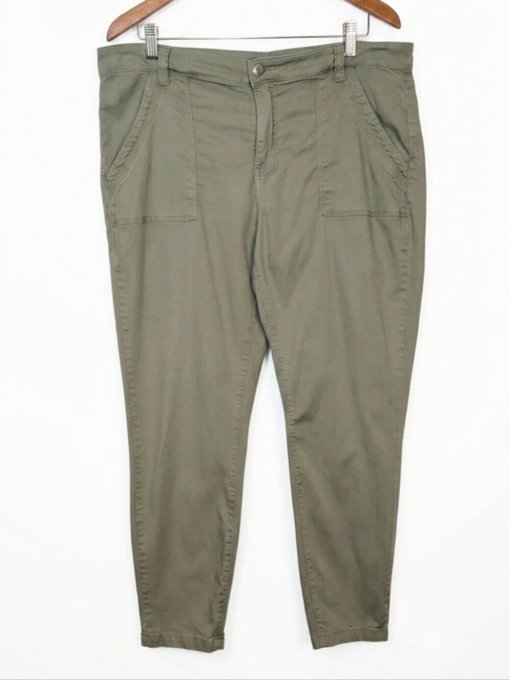Tribal Jeans Olive Sage Green Utility Pants Soft Stretch Womens Size 14 Gorpcore
